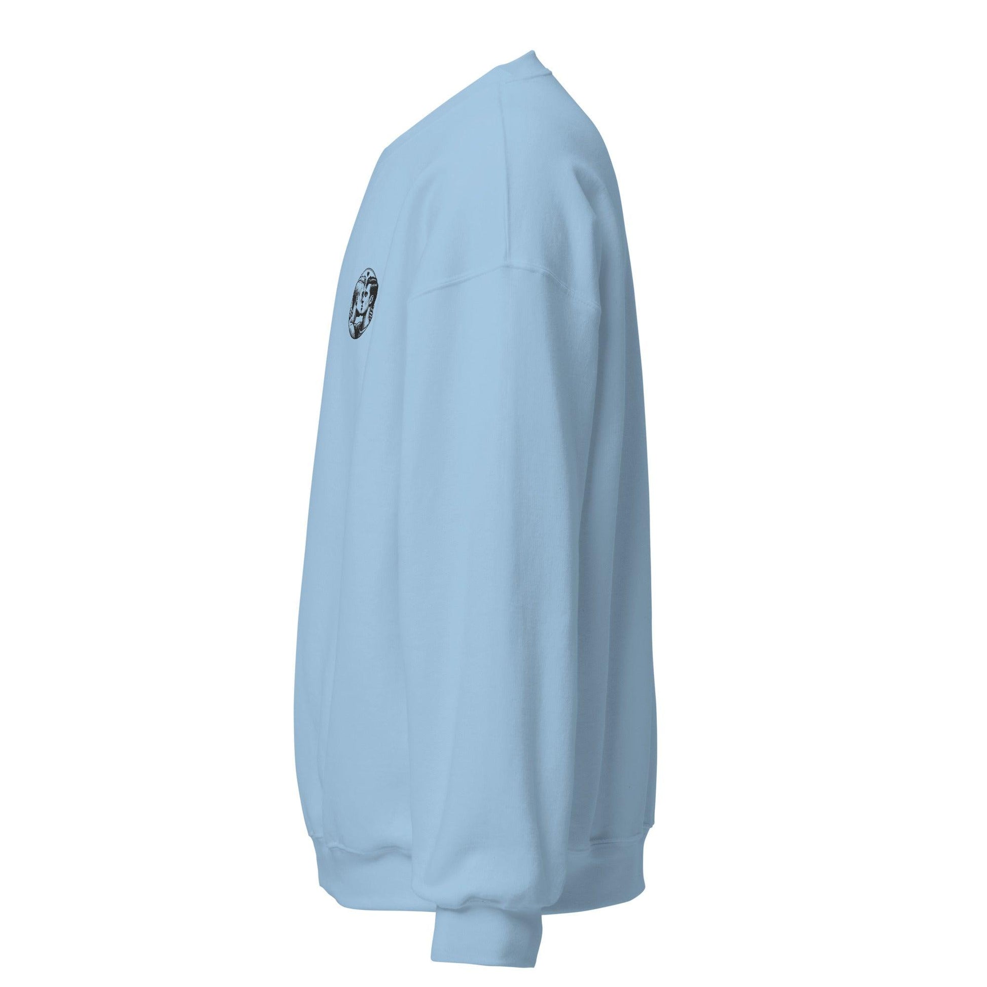 Light blue eco-friendly unisex sweatshirt with a comfortable fit for casual wear